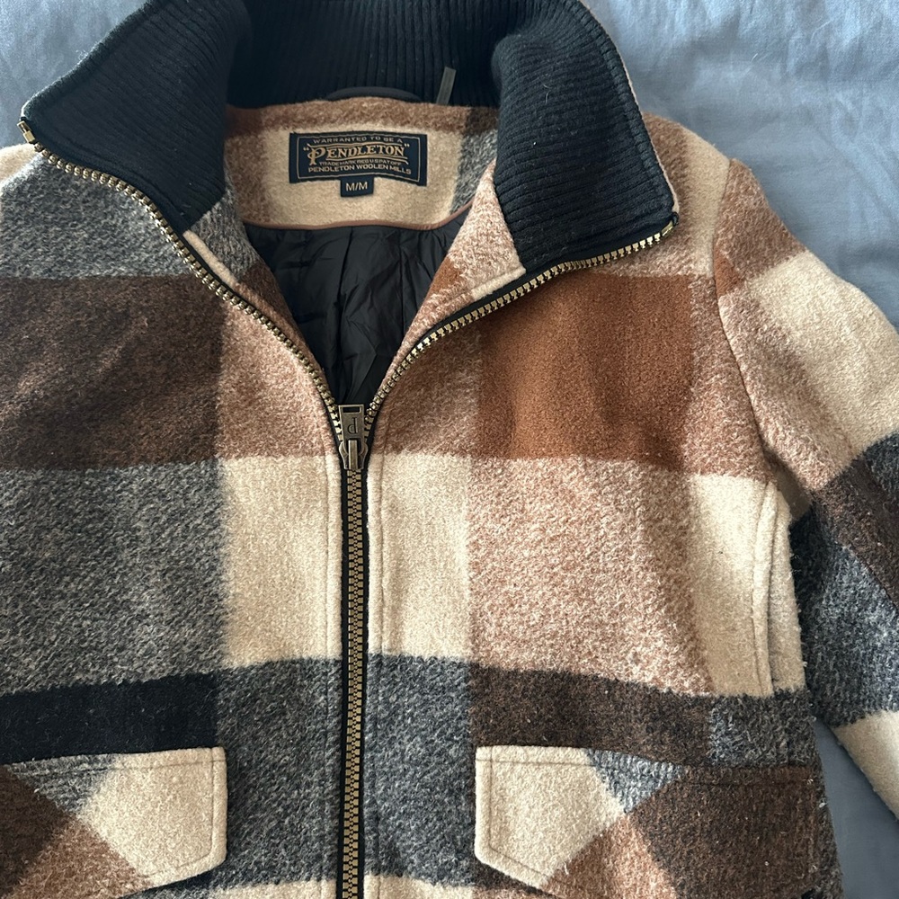 Pendleton women’s Camden Plaid Wool Jacket - Brown and Cream
